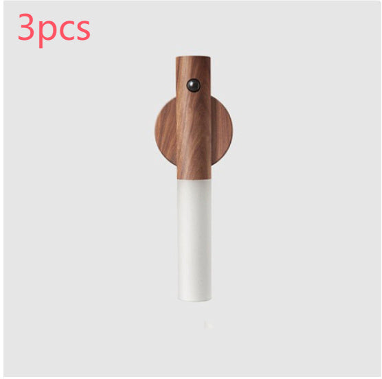 Auto LED USB Magnetic Wood Wireless Night Light Corridors Porch Lights PIR Motion Sensor ( Free Shipping ) Wall Light Cabinet Lamp