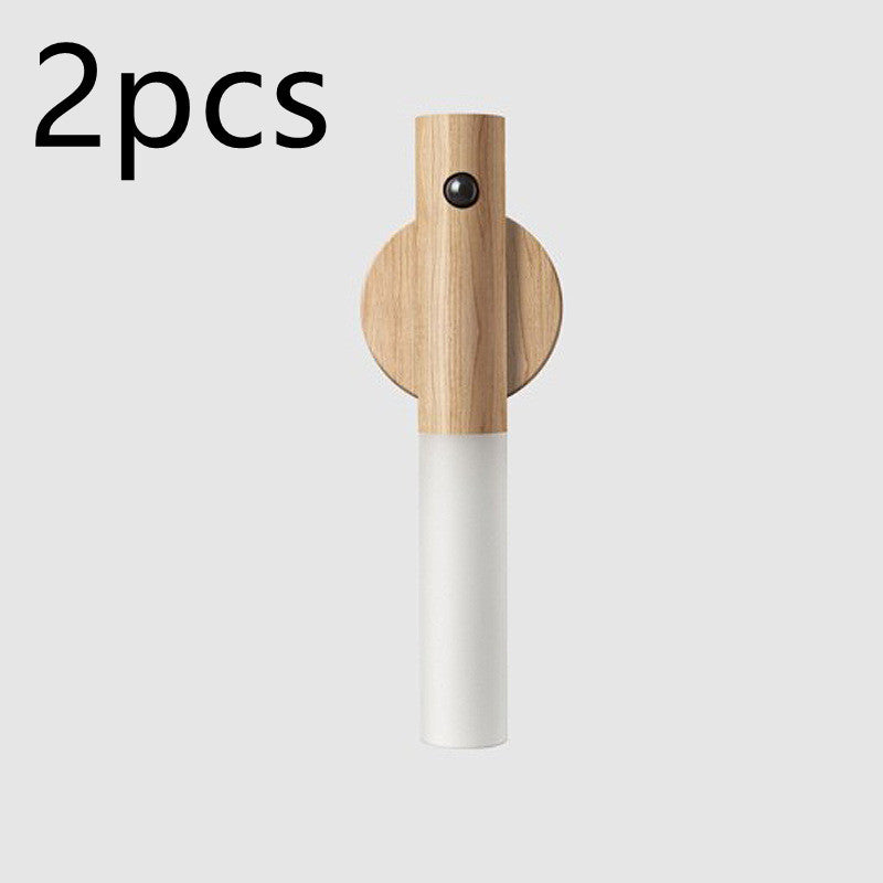 Auto LED USB Magnetic Wood Wireless Night Light Corridors Porch Lights PIR Motion Sensor ( Free Shipping ) Wall Light Cabinet Lamp