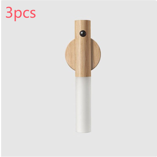 Auto LED USB Magnetic Wood Wireless Night Light Corridors Porch Lights PIR Motion Sensor ( Free Shipping ) Wall Light Cabinet Lamp