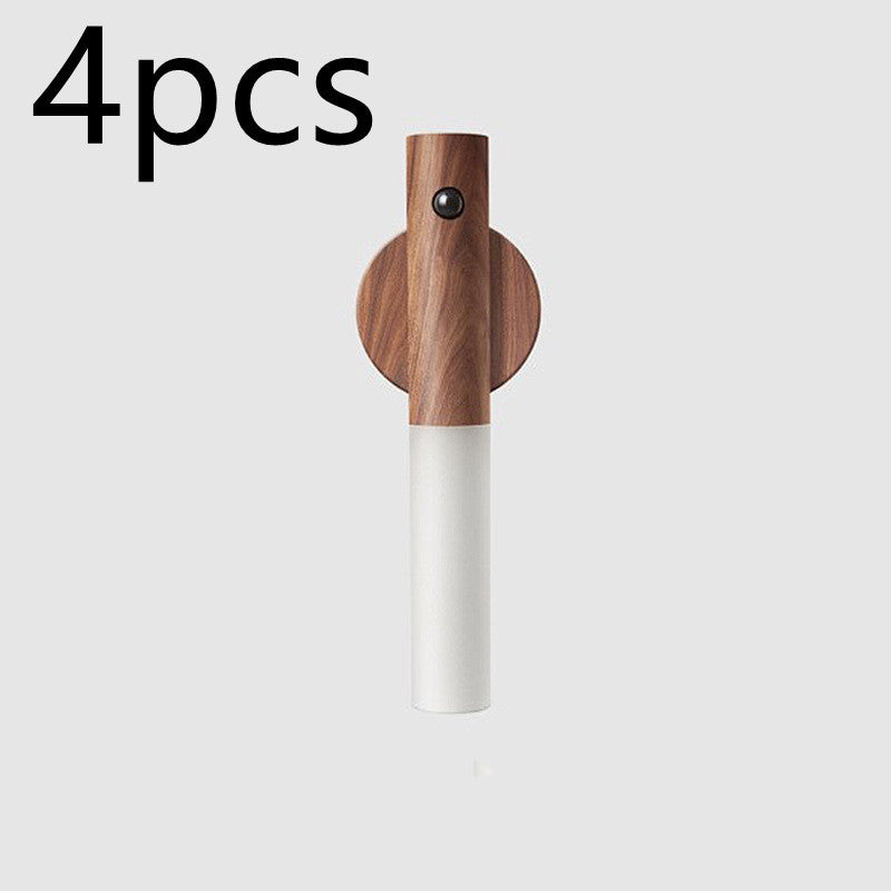 Auto LED USB Magnetic Wood Wireless Night Light Corridors Porch Lights PIR Motion Sensor ( Free Shipping ) Wall Light Cabinet Lamp