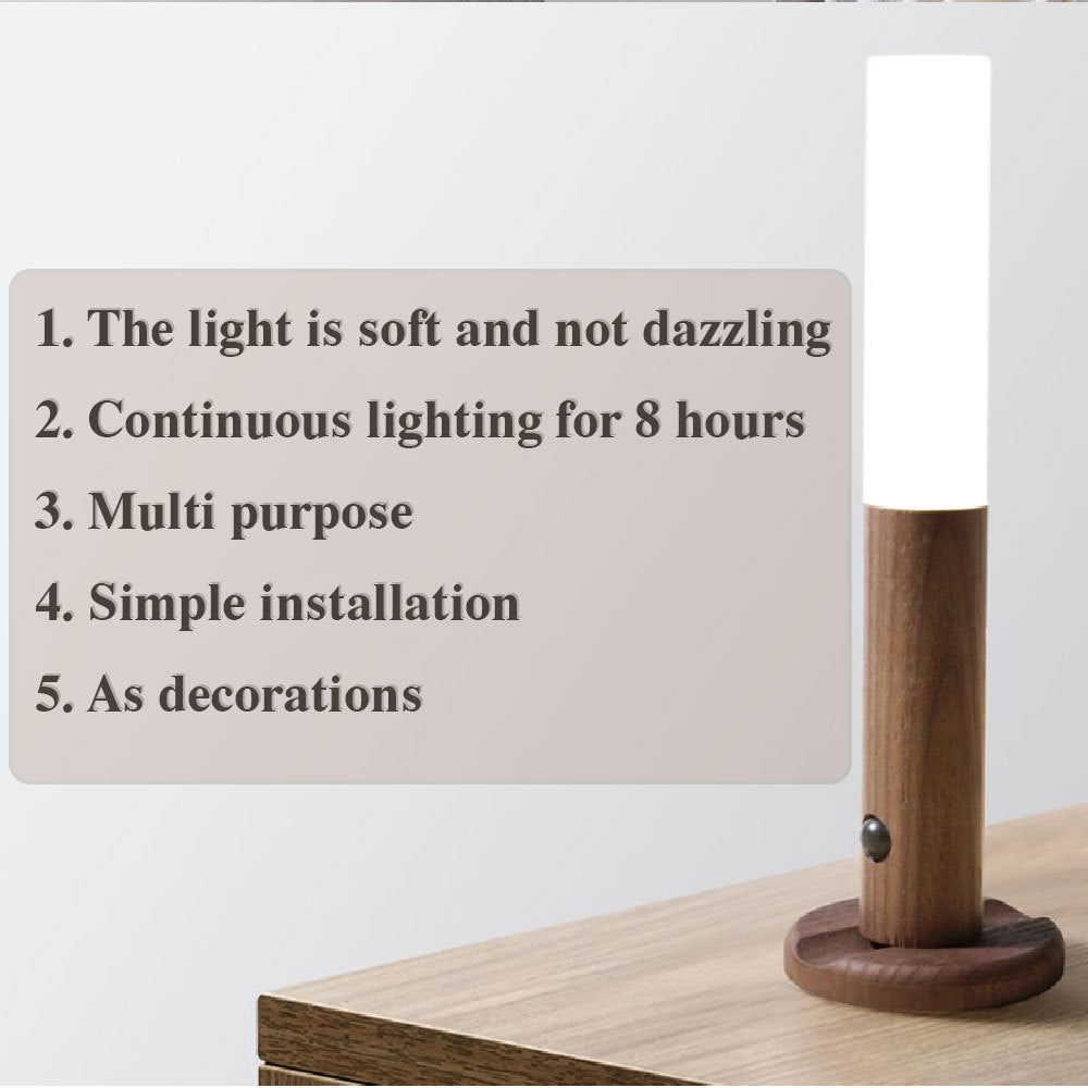 Auto LED USB Magnetic Wood Wireless Night Light Corridors Porch Lights PIR Motion Sensor ( Free Shipping ) Wall Light Cabinet Lamp