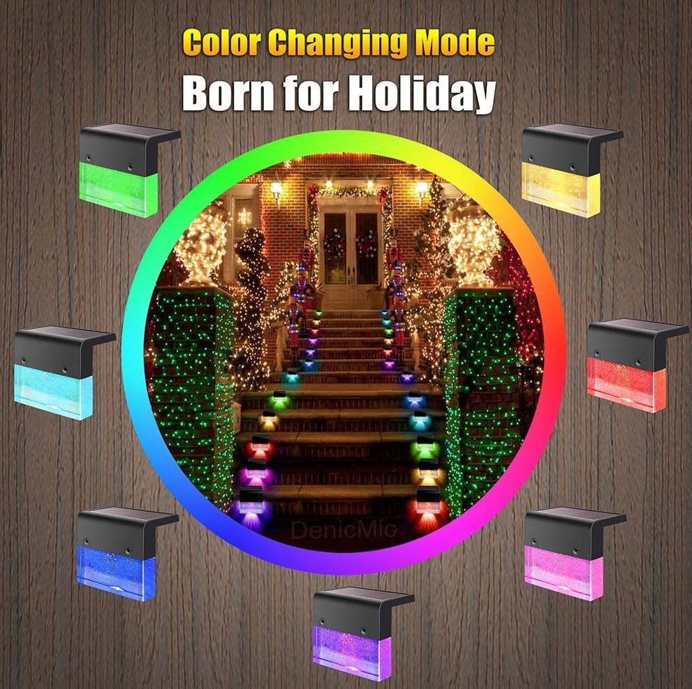 Waterproof RGB LED Solar Fence Light - Outdoor Step & Garden Lamp ( Free Shipping )