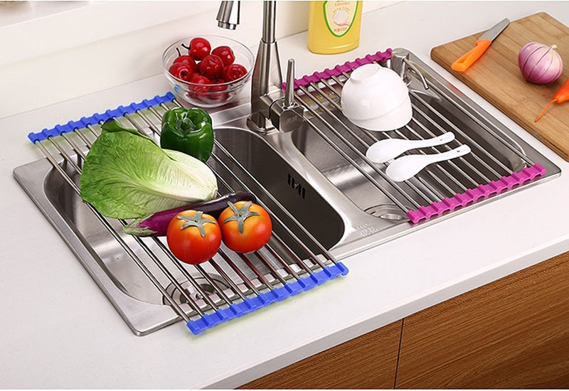 Folding Roll-Up Sink Rack Stainless Steel (Free Shipping)