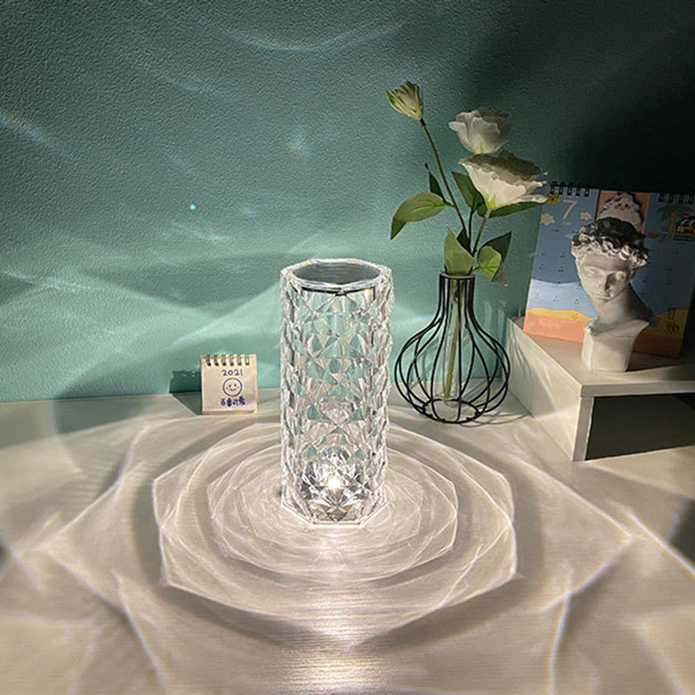 AuraGlow Crystal Table Lamp - Dimmable & USB Rechargeable ( Free Shipping )