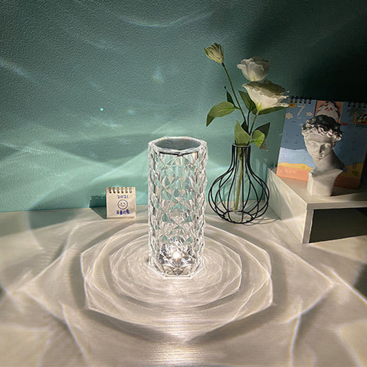AuraGlow Crystal Table Lamp - Dimmable & USB Rechargeable ( Free Shipping )