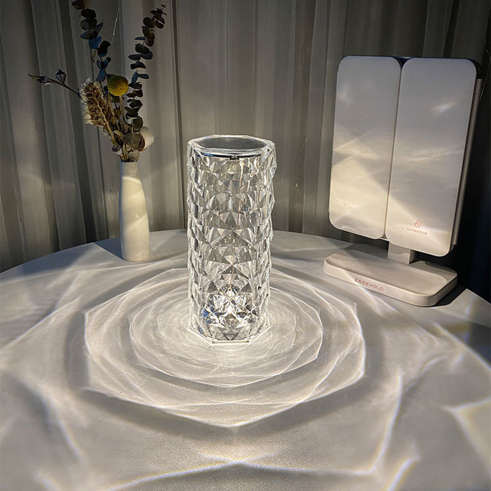 AuraGlow Crystal Table Lamp - Dimmable & USB Rechargeable ( Free Shipping )