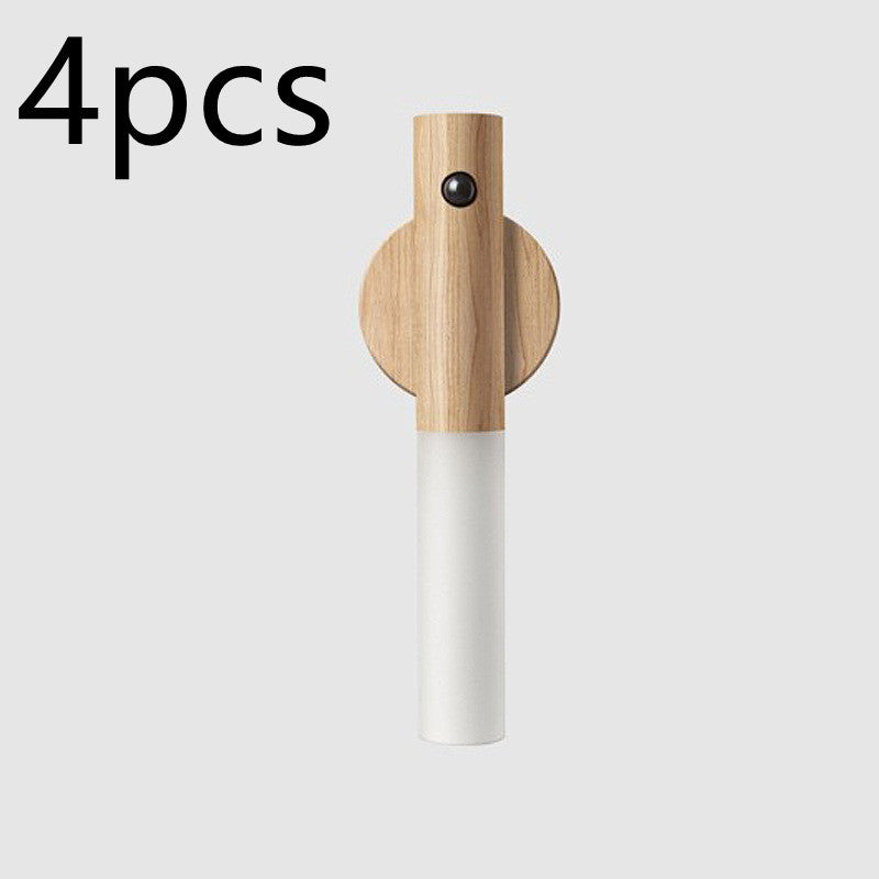 Auto LED USB Magnetic Wood Wireless Night Light Corridors Porch Lights PIR Motion Sensor  ( Free Shipping ) Wall Light Cabinet Lamp