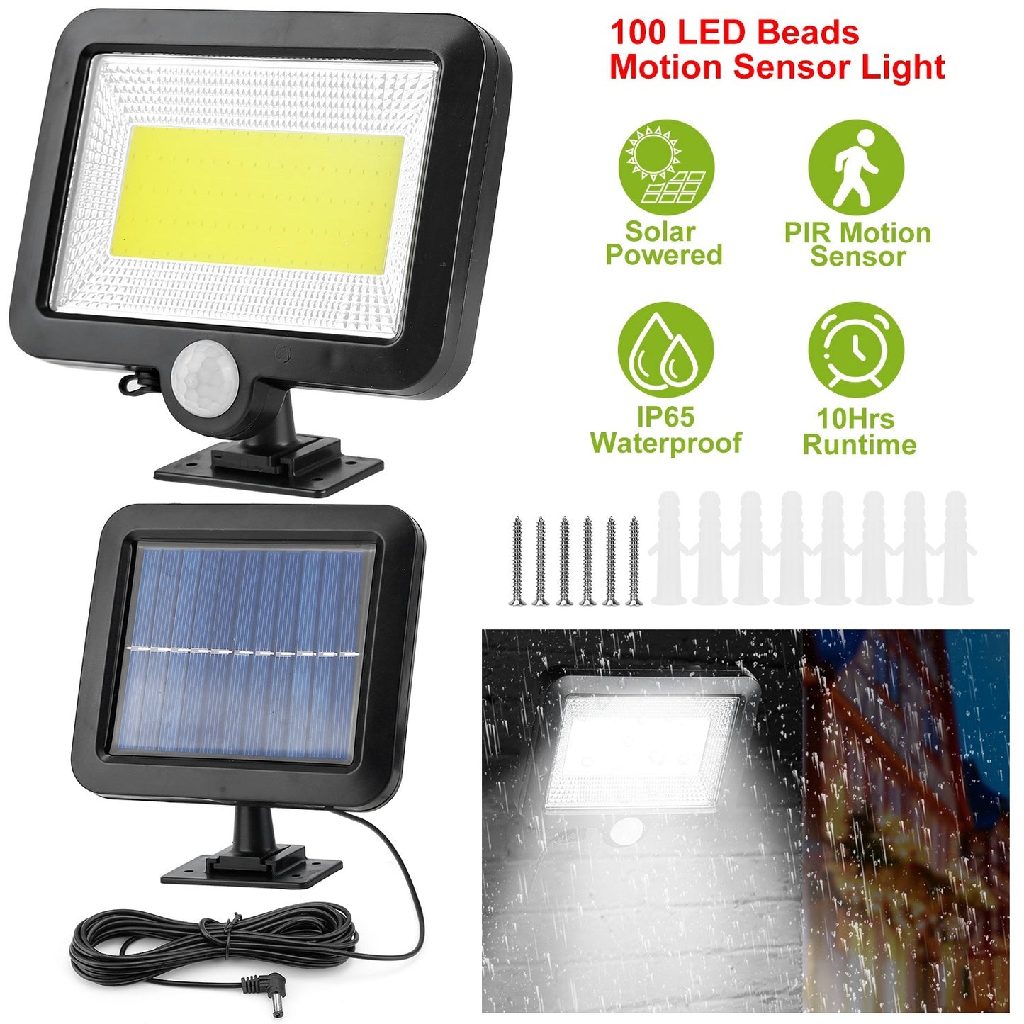 Solar Motion Sensor Security Light - Waterproof Outdoor LED Wall Lamp ( Free Shipping )